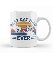 Vintage Best Cat Dad Ever Bump Fit Cat Dad Funny Fathers Day Kedi Kupa Bardak Porselen