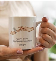 BK Gift Kişiye Özel Anne-Çocuk El Tasarımlı Kupa Bardak -3, Anneye Hediye, Yeni Doğum Hediyesi