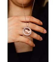 Zirkon Taşlı Rose Çift Kalp İsimli Gümüş Kolye