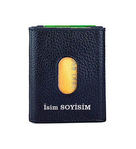Twelve Hakiki Deri Patlı Kartlık Cüzdan Siyah-Kırmızı