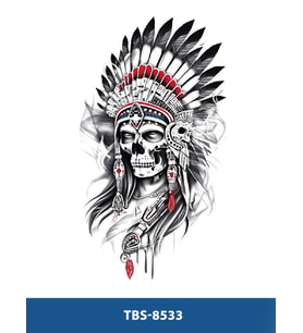 TBS-8533 ORTA BOY KIZILDERİLİ İSKELET DESEN GEÇİCİ DÖVME-TATTO