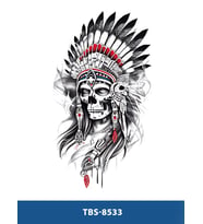 TBS-8533 ORTA BOY KIZILDERİLİ İSKELET DESEN GEÇİCİ DÖVME-TATTO
