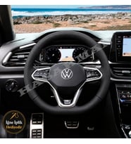 Volkswagen Taigo Dikme Direksiyon Kılıfı Premium Komple Delikli Deri Siyah Dikiş R-Line 2021-2026