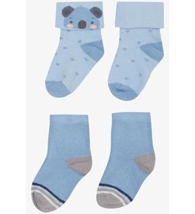 Katamino Erkek Bebek Soket Çorap 2 Li Sevimli Koala Baskılı 0-24 Ay, Mavi