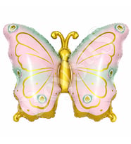 Kelebek Folyo Balon Pembe Yeşil Gold