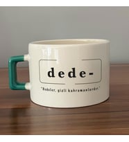 Dede Baskılı Yeşil Kulplu C Fincan
