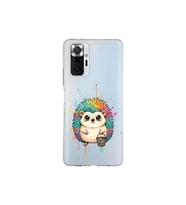 Xiaomi Redmi Note 10 Pro ile Uyumlu Splash Kirpi Tasarımlı Şeffaf Silikon Kılıf