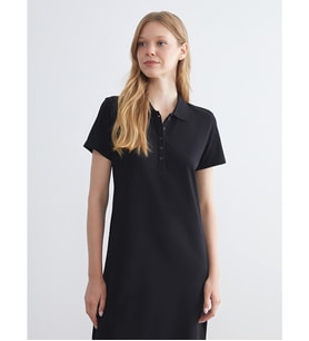 LCWAIKIKI Classic Siyah Polo Yaka A Kesim Elbise