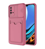 Xiaomi Poco M3 Kılıf Kartlıklı Lens Kapatmalı Kapak (Koyu Mor)