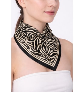 Tarzını Seç Siyah Zebra Fular / Bandana / Aksesuar 48x48 cm