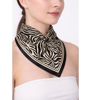 Tarzını Seç Siyah Zebra Fular / Bandana / Aksesuar 48x48 cm