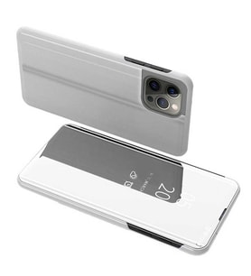Samsung Galaxy A11 / M11 Uyumlu Aynalı Kapaklı Lüx Kılıf (Gümüş)