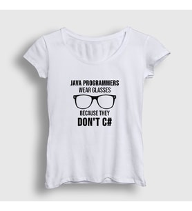 Presmono Kadın Beyaz Glasses Developer Yazılımcı T-Shirt 333993tt (Beyaz)
