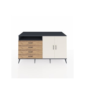 Kronos Konsol 3 Raflı 4 Çekmeceli 2 Kapaklı 176x59x99 Antrasit-Aytaşı/Çam