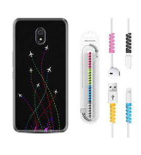 Xiaomi Redmi 8A 8 Pro 9C 9T 10C 11T Pro Kılıf Kablo Koruma Spiral Silikon Line Planet 1736