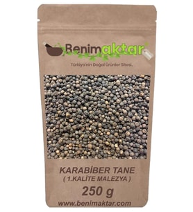 BenimAktar Karabiber Tane Kara Biber 1.Kalite Malezya Malabar Cinsi 250 Gr