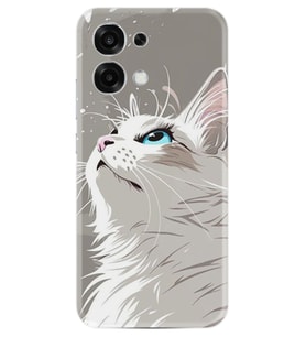 Oppo A6 Pro Kılıf Boutique Baskılı Resimli Beyaz Kedi Pcode -061
