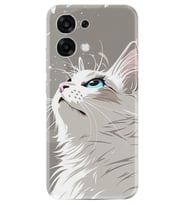 Oppo A6 Pro Kılıf Boutique Baskılı Resimli Beyaz Kedi Pcode -061