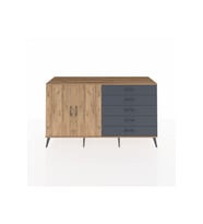 Kronos Konsol 4 Raflı 5 Çekmeceli 2 Kapaklı 176x59x99 Çam-Çam/Antrasit