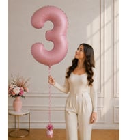 3 Rakamlı Pembe 76 cm Helyum Balon