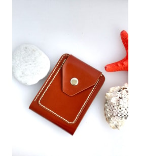Hakiki Deri Çok Bölmeli Taba Minimalist Krem Kartlık & Cüzdan DRC70