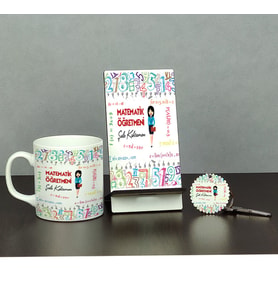 Matematik Öğretmeni Üçlü Set (Kupa + Telefon Standı + Anahtarlık) 005