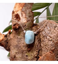 Larimar Taşı Gümüş Kolye - Şekilsiz Larimar Taşı