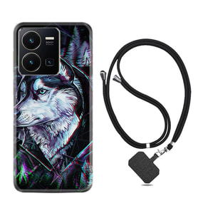 Vivo Y35 Kılıf Silikon Boyun Askılı İpli Desenli Silikon Dog Eyes 1761
