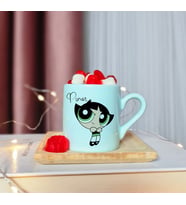 Power Puff Girls ( Buttercup ) Tasarımlı Kişiye Özel Yeşil Türk Kahvesi Fincanı