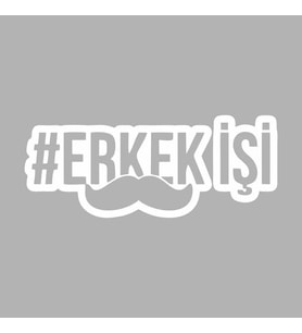 Erkek İşi Araba Sticker siyah 16x6 CM (Beyaz)