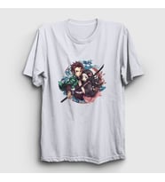 Presmono Unisex Beyaz Tanjiro Nezuko Anime Demon Slayer Kimetsu No Yaiba T-Shirt 308900tt