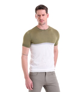 Hatemoğlu Olive Slim Fit Desenli Bisiklet Yaka Tişört (Yeşil)