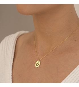 DKMN Gümüş Yuvarlak Pati Gümüş Kolye Kadın Gümüş Kolye (Gold)