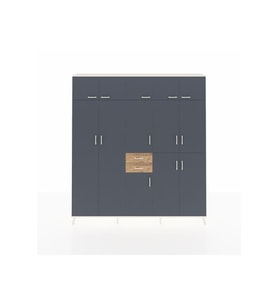 Arges Dolap 10 Raflı 2 Çekmeceli 3 Askılı 220x30x243 Aytaşı-Antrasit/Çam