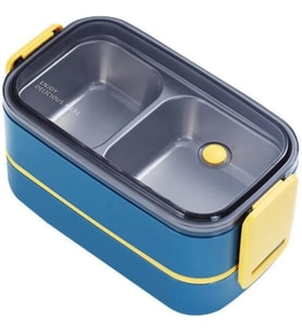 Vagonlife Beslenme Kutusu İki Katlı - Paslanmaz Çelik - 1400ml (Kaşık ve Çatal) Lunch Box (Lacivert)