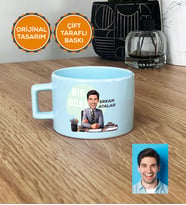 Kişiye Özel Karikatürlü Patron Hediye Pastel Fincan Big Boss Patrona Doğum Günü Hediyesi (Mavi)