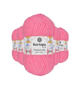5 Adet Yumurcak Kadife El Örgü İpi Fosfor Pembe K773