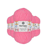 5 Adet Yumurcak Kadife El Örgü İpi Fosfor Pembe K773