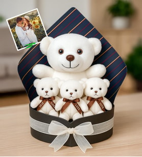 Kişiye Özel Fotoğraflı Peluş Ayıcık Buketi (Model 1)