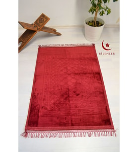 Peluş Seccade - 80x120 cm - Ekstra Konforlu - Yumuşak ve Geniş Ölçülü (Kırmızı)