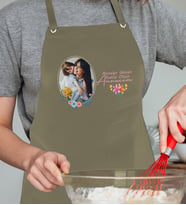 BK Gift Kişiye Özel Fotoğraflı Anneler Günü Tasarımlı Profesyonel Haki Mutfak Önlüğü, Aşçı Önlüğü, Şef Önlüğü, Anneye Hediye-1