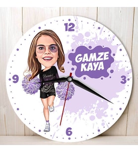 Ponpon Kız Çocuğa Hediye Karikatürlü Duvar Saati