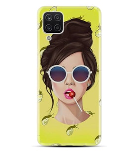 Kılıfland Samsung Galaxy A12 Kılıf Desenli Silikon Resimli Kapak Lollipop Woman Kılıf 1416