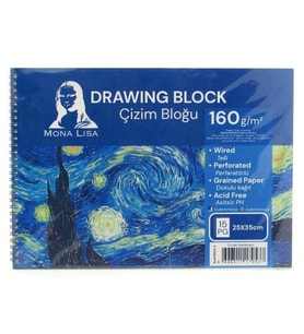 SÜDOR MN24-2 MONA LISA SPİRALLİ RESİM DEFTERİ - ÇİZİM BLOĞU 25x35cm 160gr. 15YP.