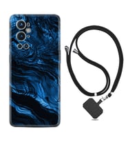 Tecno Spark 9 Pro Kılıf Resimli Boyun Askılı İpli Desenli Silikon Blue MArble 1379