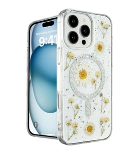 Apple İphone 16 Pro Kılıf Daisy Simli Magsafe Kapak - Gümüş