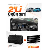 e-biz RENAULT ZOE (2012-2024) Uyumlu Torpido Örtüsü + Deri Bagaj Çantası Seti - Siyah - RE051