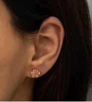 Pembe Zirkon Taşlı Lotus Çiçeği Kadın Küpe