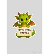 Sevimli Dinazor Sticker Lütfen Bebeği Öpmeyiniz Etiketi