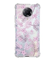 Xiaomi Poco F2 Pro Köşe Korumalı Antişok Kapak Floral Pudra Tasarımlı Şeffaf Silikon Kılıf